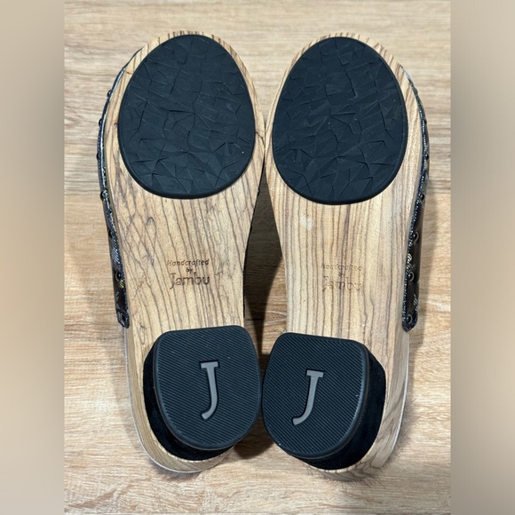 NEW Jambu Monaco Faux Fur Blue Floral Leather Mule/Clog Size 7.5 - Picture 8 of 9